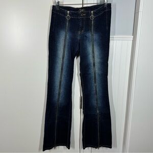 Y2K Lei L.E.I. Zip Up Low Rise Flare juniors size 5 27 waist functional zip sexy